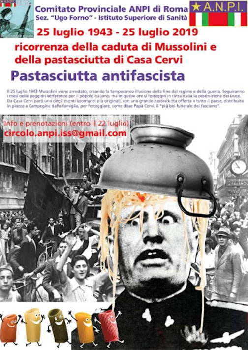 Pastasciutta Antifascista Veranstaltungsplakat 2019 mit Originalfoto Mailand 1943